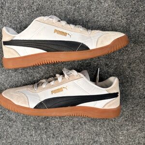 Puma White & Black Classic Court Sneaker with Gum Sole